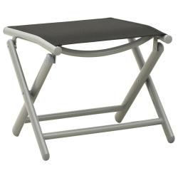 Repose-pied pliable noir et argent&eacute; textil&egrave;ne et aluminium