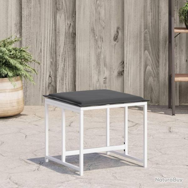 Tabourets de jardin avec coussins 4pcs blanc acier et textil�ne