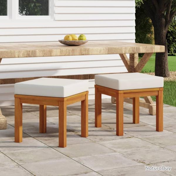 Tabourets de jardin et coussins lot de 2 Acacia solide alsavelo