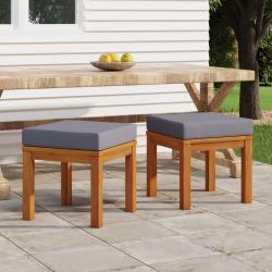 Tabourets de jardin et coussins lot de 2 Acacia solide