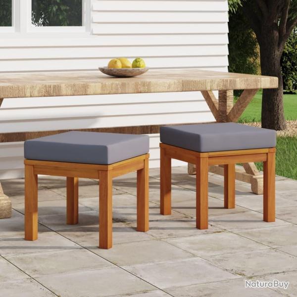 Tabourets de jardin et coussins lot de 2 Acacia solide alsavelo