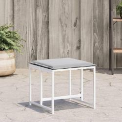 Tabourets de jardin avec coussins 4pcs blanc acier et textil&egrave;ne