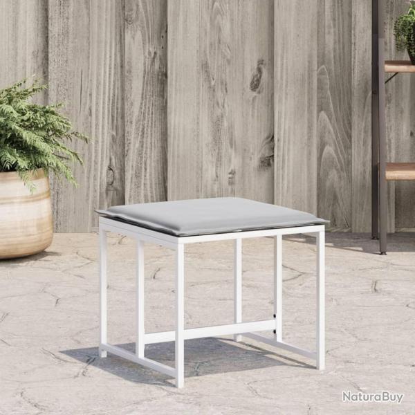 Tabourets de jardin avec coussins 4pcs blanc acier et textil�ne