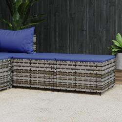 Repose-pieds de jardin et coussins lot de 2 gris r&eacute;sine tress&eacute;e