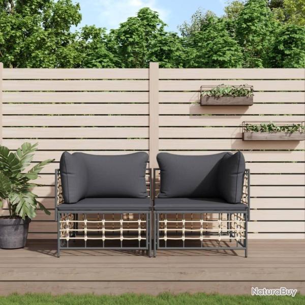 Canap�s d'angle sectionnels avec coussins 2 pcs r�sine tress�e alsavelo