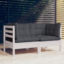 Canap&eacute; 2 places de jardin avec coussins anthracite Bois de pin