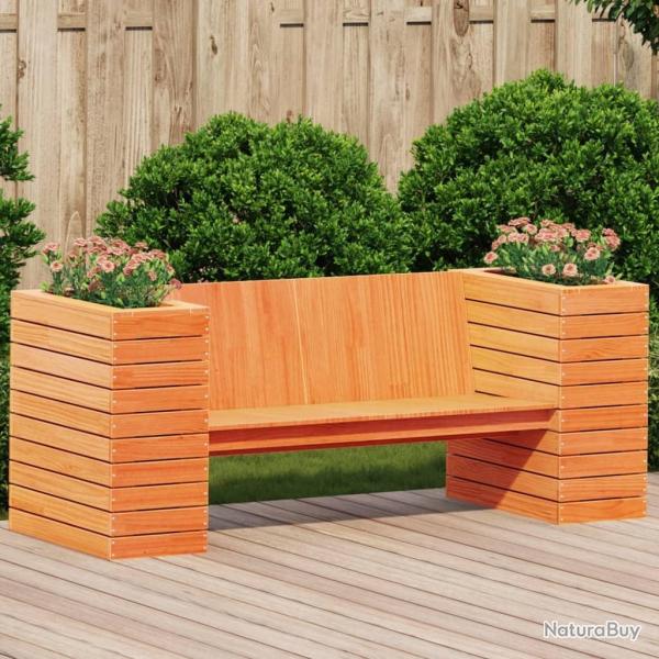 Banc avec jardini�res cire marron 167,5x60x65cm bois massif pin alsavelo