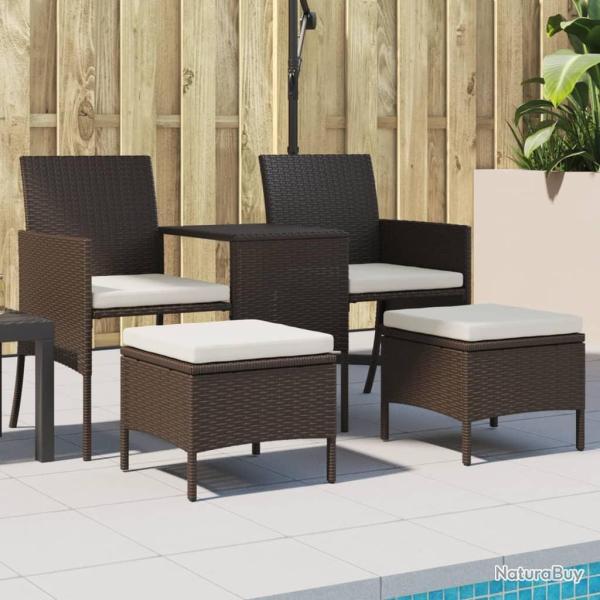 Canap� de jardin table � th� et tabourets R�sine tress�e Marron