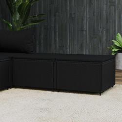 Repose-pieds de jardin et coussins lot de 2 noir r&eacute;sine tress&eacute;e