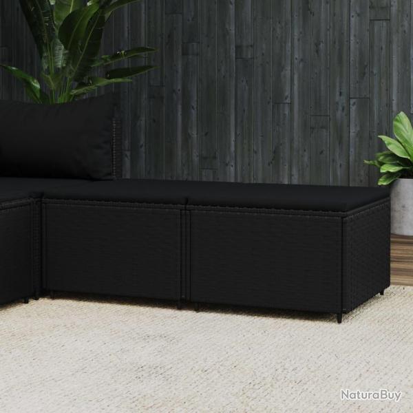 Repose-pieds de jardin et coussins lot de 2 noir r�sine tress�e