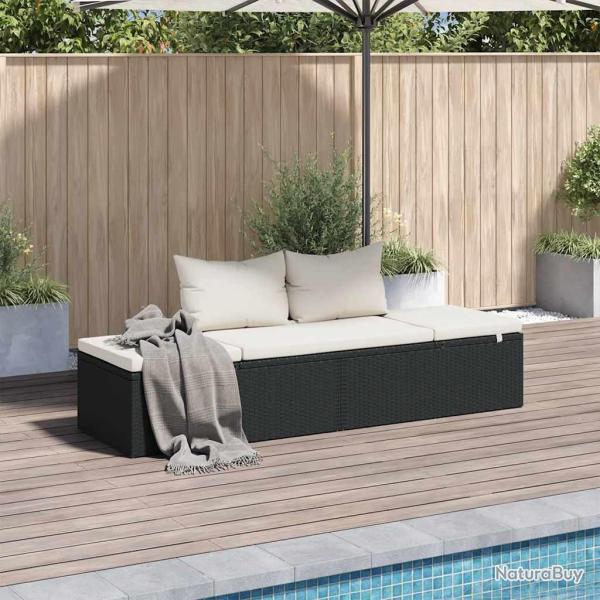 Lit de jardin Noir 195x60 cm Rsine tresse alsavelo