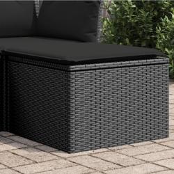 Tabouret de jardin avec coussin noir 55x55x37 cm r&eacute;sine tress&eacute;e