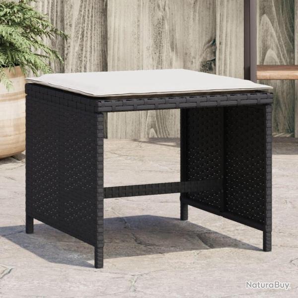 Tabourets de jardin et coussins lot de 4 noir 41x41x36 cm rotin alsavelo