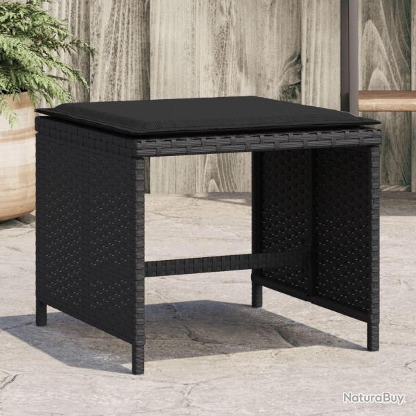 Tabourets de jardin avec coussins 4 pcs noir 40x40x35 cm rotin alsavelo