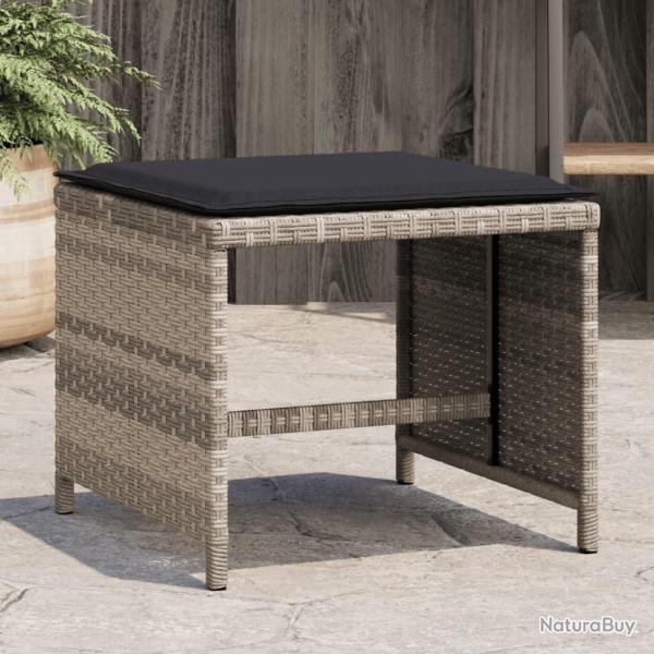 Tabourets de jardin et coussins lot de 4 gris clair 41x41x36 cm