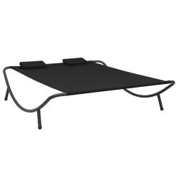 Chaise longue d'ext&eacute;rieur tissu noir alsavelo