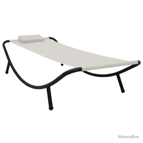 Lit de jardin crme 200x90 cm acier alsavelo