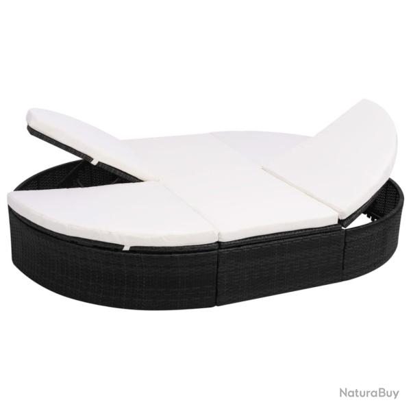 Lit de repos d'ext�rieur avec coussin R�sine tress�e Noir