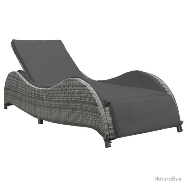 Chaise longue avec coussin Rsine tresse Anthracite alsavelo