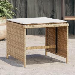 Tabourets de jardin avec coussins lot de 4 beige r&eacute;sine tress&eacute;e