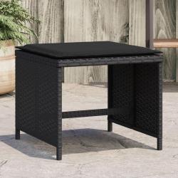 Tabourets de jardin et coussins lot de 4 noir 41x41x36 cm rotin alsavelo