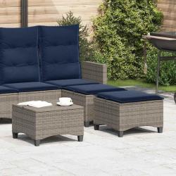 Tabourets jardin coussins 2 pcs gris 55x55x36 cm r&eacute;sine tress&eacute;e alsavelo