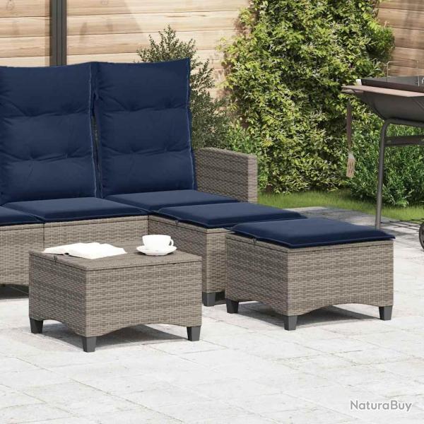 Tabourets jardin coussins 2 pcs gris 55x55x36 cm r�sine tress�e
