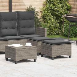 Tabourets jardin coussins 2 pcs gris 55x55x36 cm r&eacute;sine tress&eacute;e alsavelo