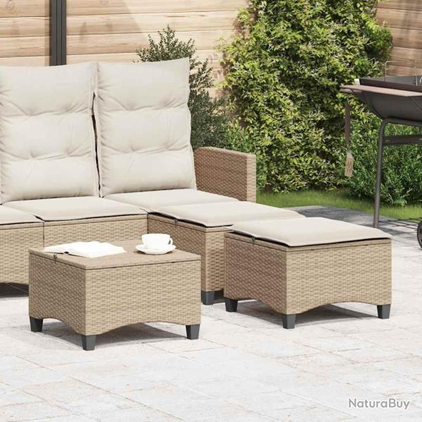 Tabourets jardin coussins 2pcs beige 55x55x36 cm r�sine tress�e