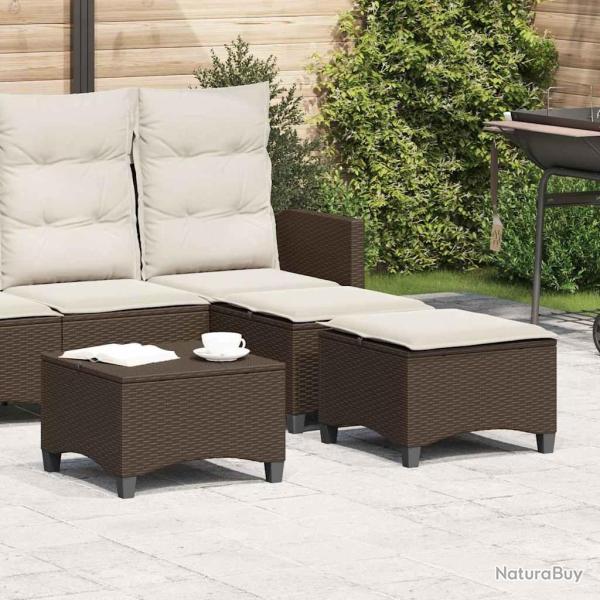 Tabourets jardin coussins 2pcs marron 55x55x36cm r�sine tress�e alsavelo