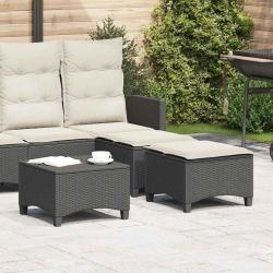 Tabourets jardin coussins 2 pcs noir 55x55x36 cm r&eacute;sine tress&eacute;e alsavelo
