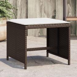 Tabourets de jardin et coussins lot de 4 marron r&eacute;sine tress&eacute;e