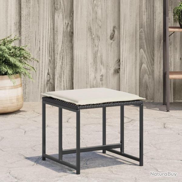 Tabourets de jardin avec coussins lot de 4 noir r�sine tress�e
