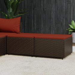 Repose-pieds de jardin coussins lot de 2 marron r&eacute;sine tress&eacute;e