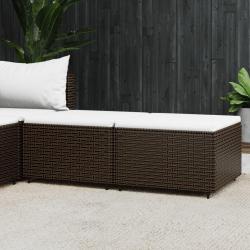 Repose-pieds de jardin coussins lot de 2 marron r&eacute;sine tress&eacute;e