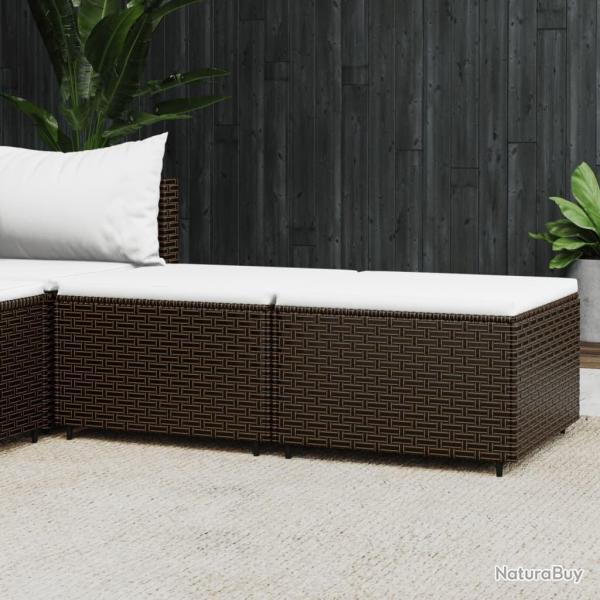 Repose-pieds de jardin coussins lot de 2 marron r�sine tress�e