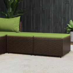 Repose-pieds de jardin coussins lot de 2 marron r&eacute;sine tress&eacute;e