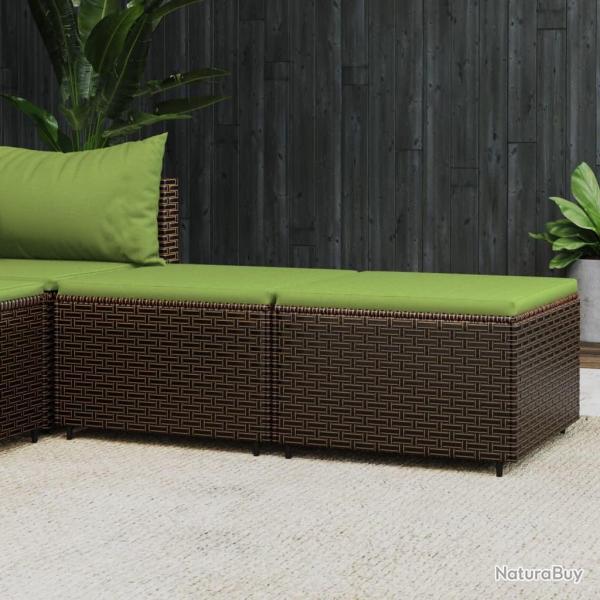 Repose-pieds de jardin coussins lot de 2 marron r�sine tress�e