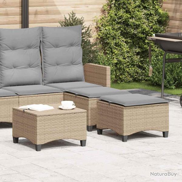 Tabourets jardin coussins 2 pcs beige 55x55x36cm r�sine tress�e