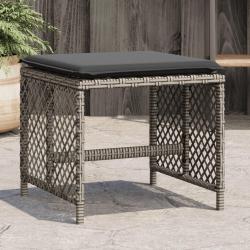 Tabourets de jardin et coussins lot de 4 gris 41x41x36 cm rotin