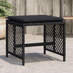 Tabourets de jardin et coussins lot de 4 noir 41x41x36 cm rotin alsavelo