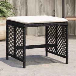 Tabourets de jardin et coussins lot de 4 noir 41x41x36 cm rotin alsavelo