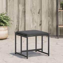 Tabourets de jardin avec coussins lot de 4 noir acier/textil&egrave;ne