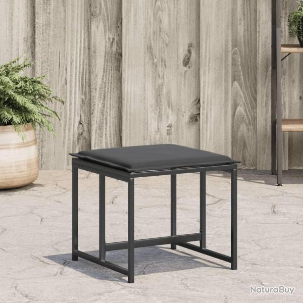Tabourets de jardin avec coussins lot de 4 noir acier/textil�ne