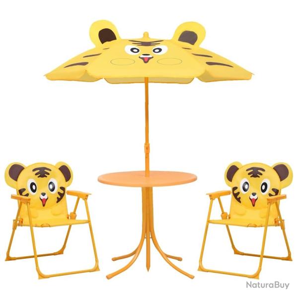 bistro avec parasol pour enfants 3 pcs Jaune alsavelo