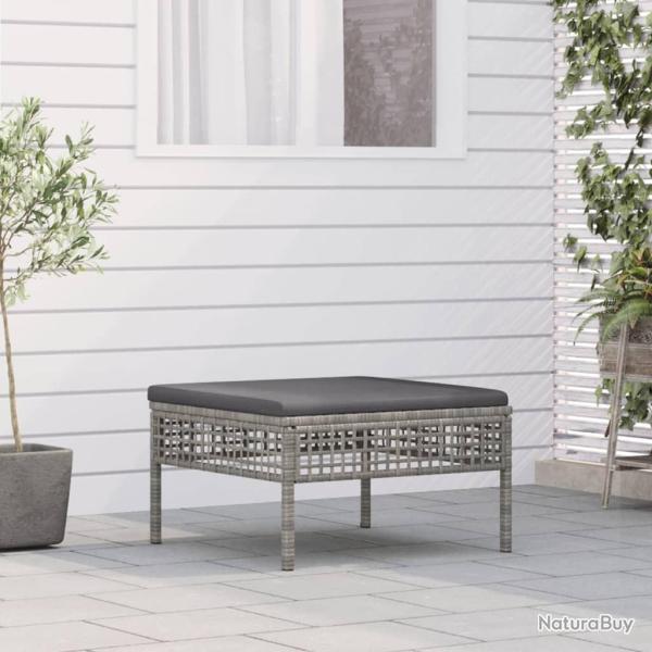 Tabouret de jardin avec coussin gris r�sine tress�e