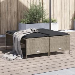 Tabourets de jardin avec coussins lot de 4 gris clair rotin
