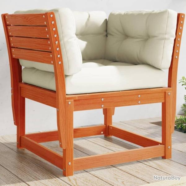 Canap� de jardin accoudoirs et coussins cire marron massif pin