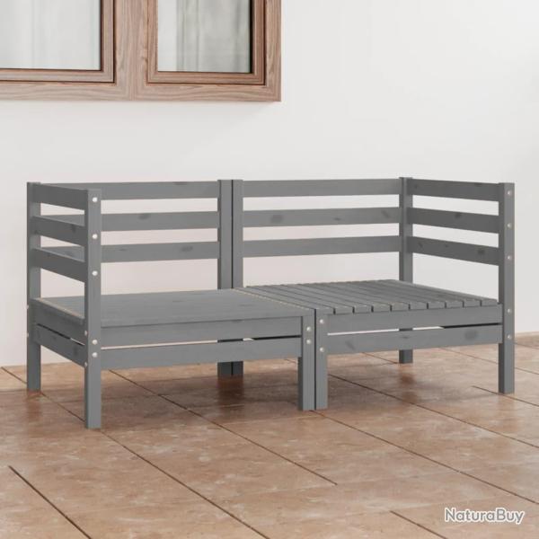 Canap� � 2 places de jardin Gris Bois de pin solide alsavelo