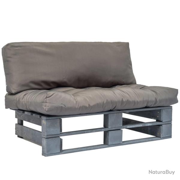 Canap de jardin palette avec coussins gris Pinde alsavelo